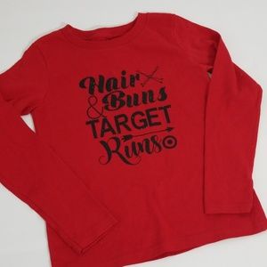 Hair buns and Target runs girls long sleeve tee
